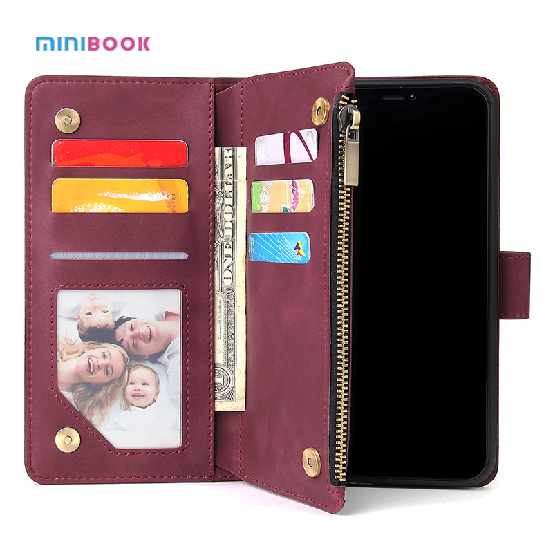 Genuine Leather Wallet Stand Phone Case For iPhone Xs Max With Credit Card Holder 15*0.8*7.5cm