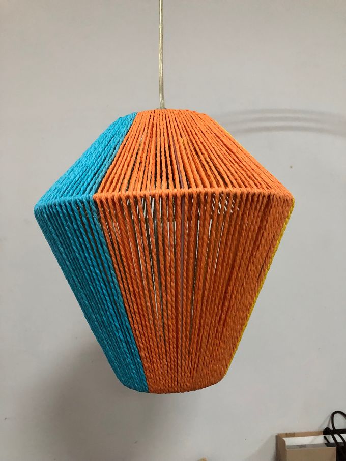Round Shape String Lamp Shade , Multi Colors DIY Twine Lampshade