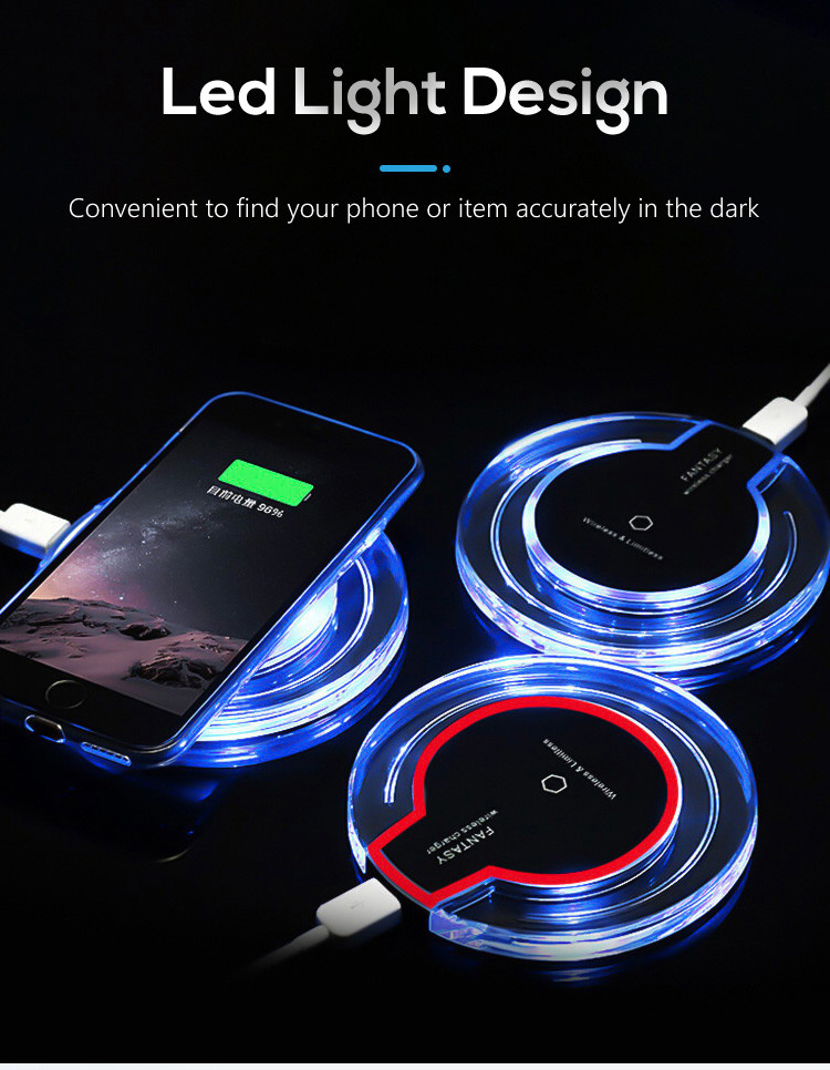 USB C Port ABS Transparent ABS 5W QI Wireless Charging Pad