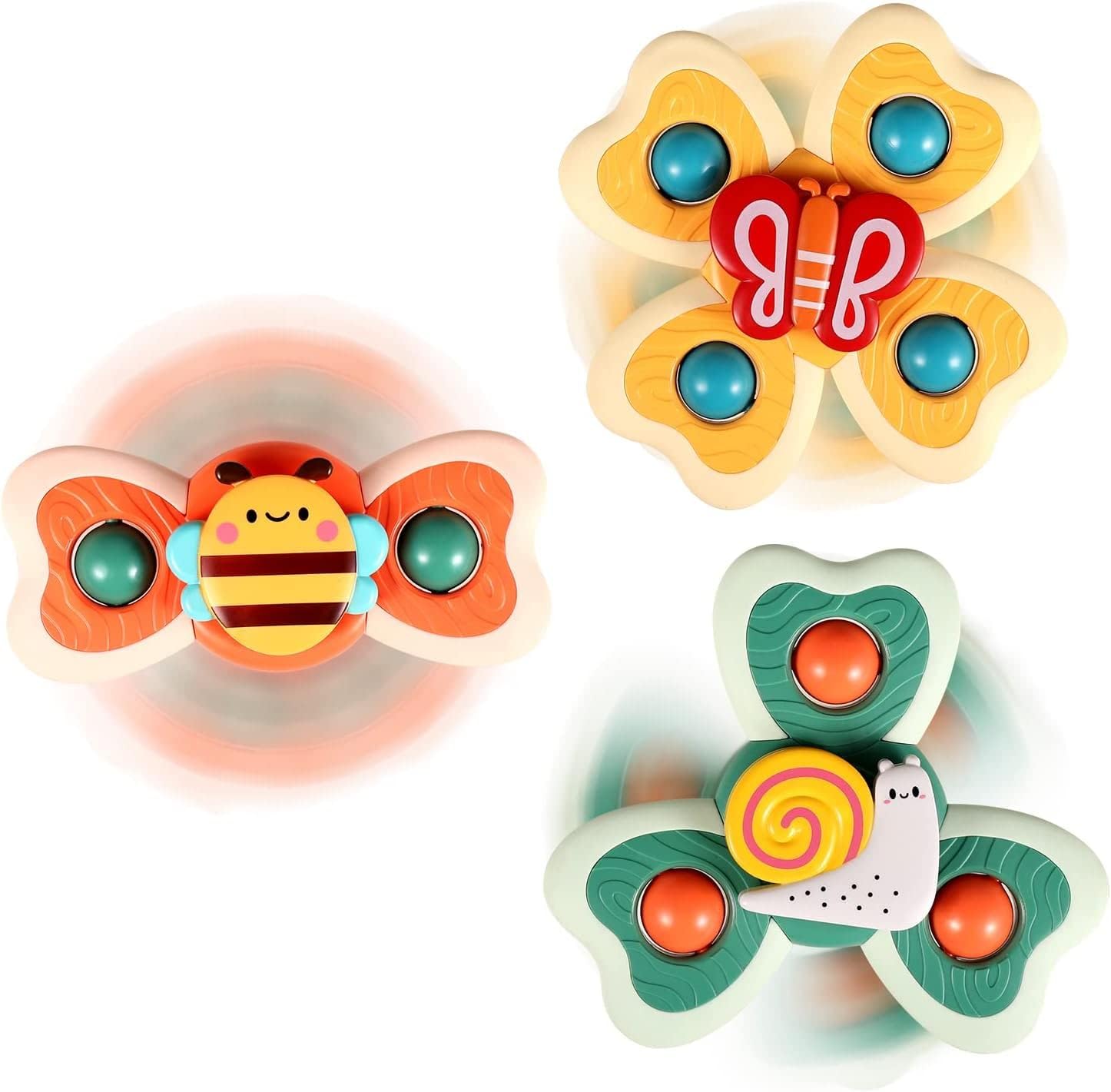 Unisex 3 Pack Suction Cup Spinner Toys for Baby Toddler Educational Suction Baby Toys