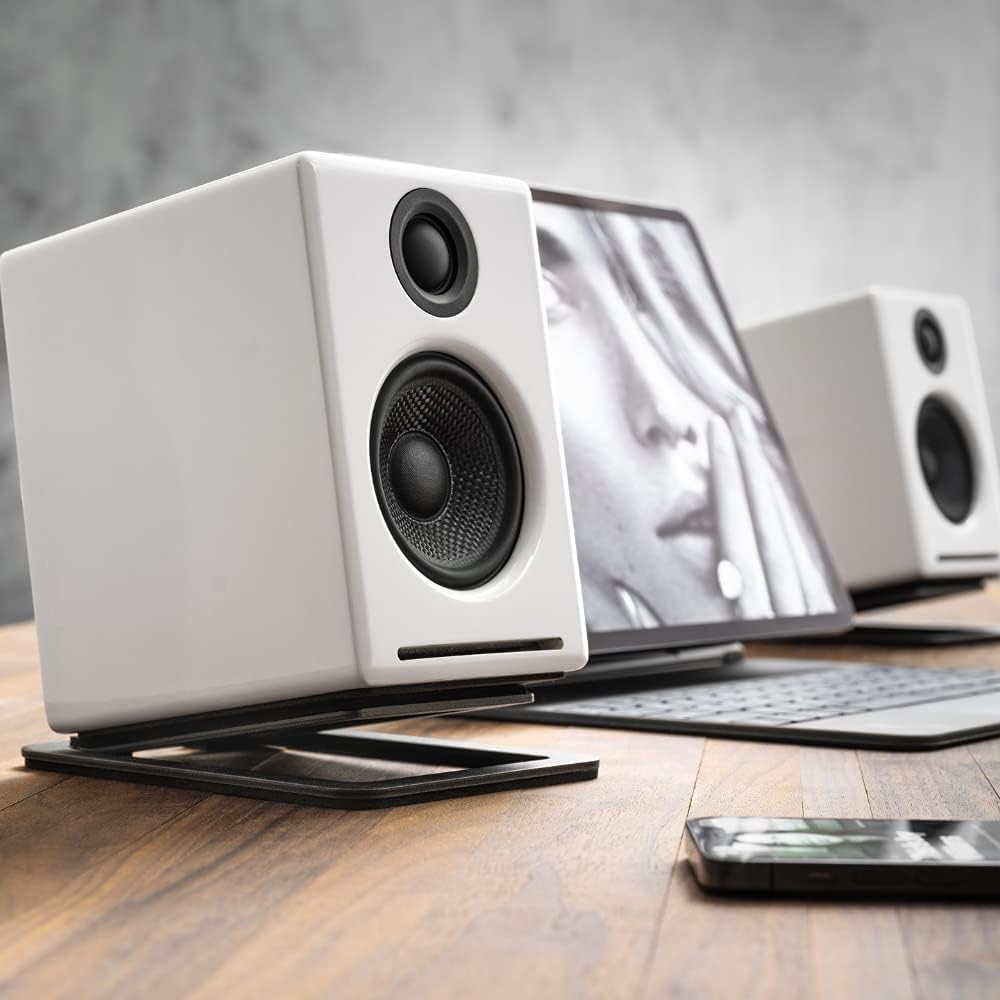 ISO9001 Rohs CE Desktop Speaker Stands for Small Speaker Tilted Tabletop Steel Computer Speaker Stands