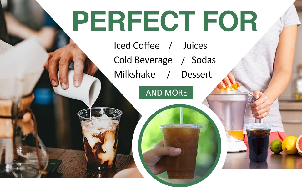 Wholesale 95mm Clear Plastic Cups PET Disposable Drinking Cup For Ice Coffee Juice Boba