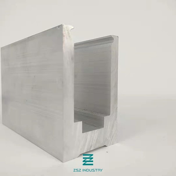 Flat Mounting 6063 Aluminium U Profile Channel For 10-16mm Glass Base