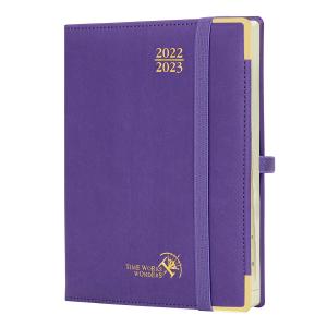 China FSC Purple PU Cover Hardcover Academic Planner All In One Agenda wholesale