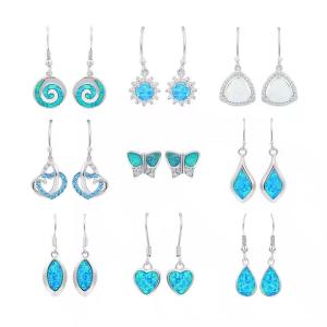 China Synthetic 925 Silver Sterling Opal Jewelry 6mm Heart Stud Earrings For Women wholesale