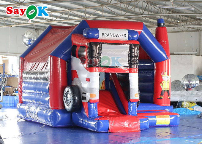 Commercial Inflatable Bouncy Castle Fire Truck Inflatable Bounce House With Slide