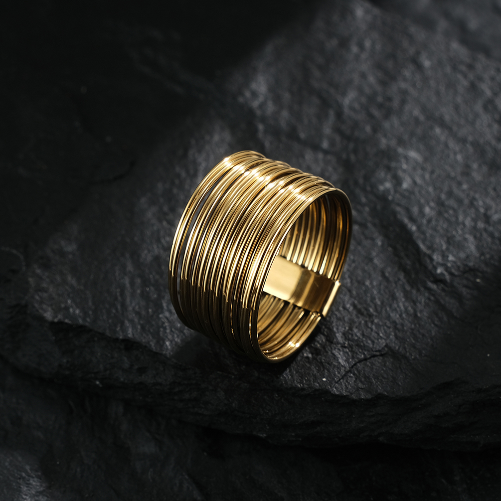 Simple Glossy Spherical Stainless Steel Ring Gold Plated Stainless Steel Fashion Rings