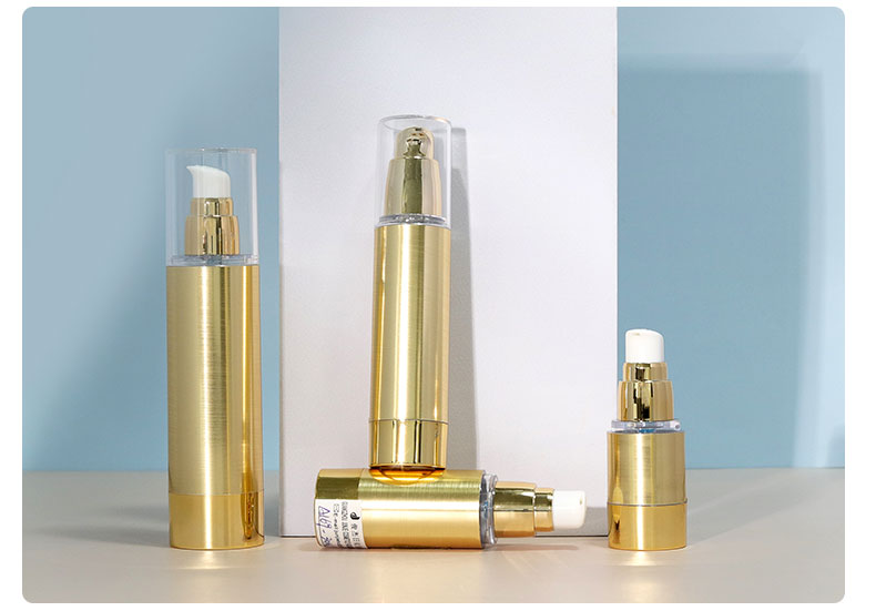 Empty Luxury Airless Pump Bottle 30ml 50ml Cream Vacuum Bottle Brushed Metal Replacement