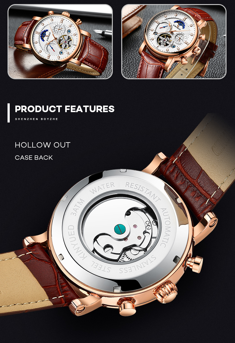 KINYUED Custom Logo Men Watch Automatic Mechanical Wrist Watch Chinese Mechanical Watch Movement