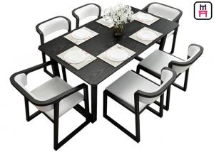 China Leather Upholstered Wooden Dining Chairs No Armrest With Ash Wood Black Color wholesale