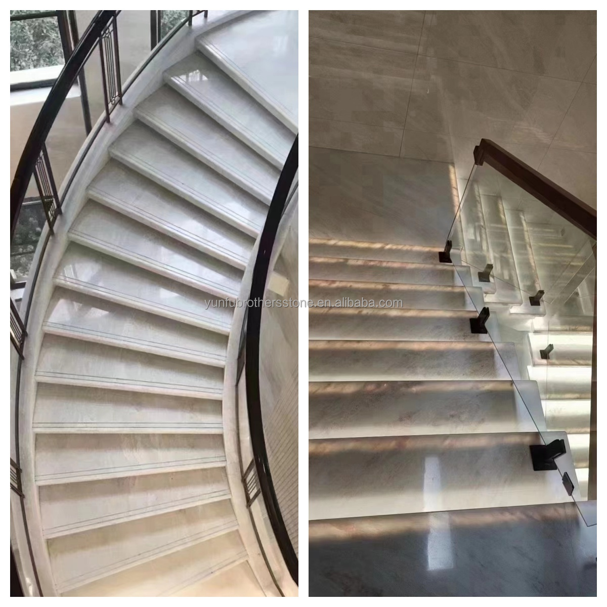 Modern Wood Grain Corinthian Marble Column Cladding for Customized Villa Enhancements