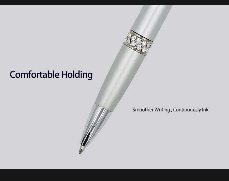 Elegant Business Ballpoint Pen Diamond-Inlayed Ring Design 1.0mm Gift Ball Pen