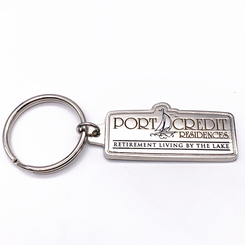 Two Sides Souvenir Keyrings , Silver Nickel Plated Personalised Promotional Keyrings