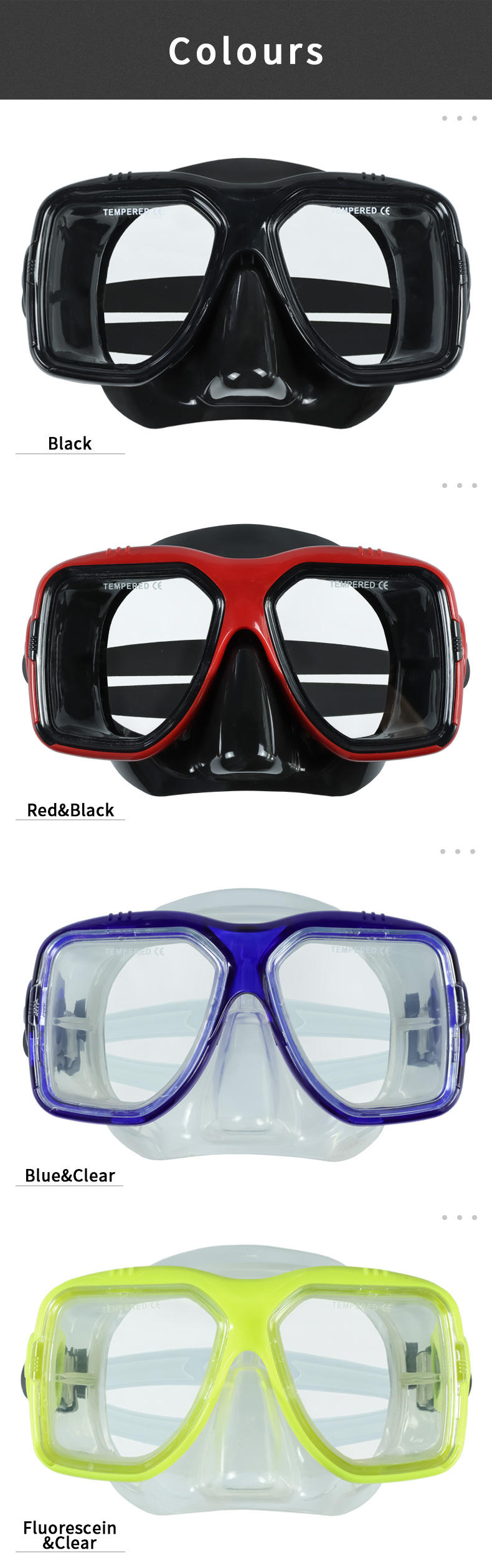 Adult PVC Swimming Snorkel Mask For Glasses Wearers Scuba Diving