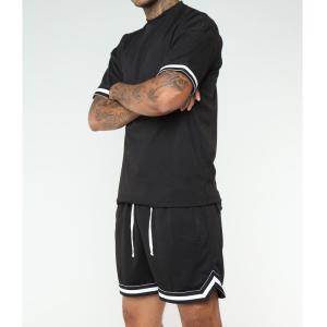 China Summer Black Mens Sweat Suits Sets , Polyester Breathable Short Tracksuit Sets wholesale