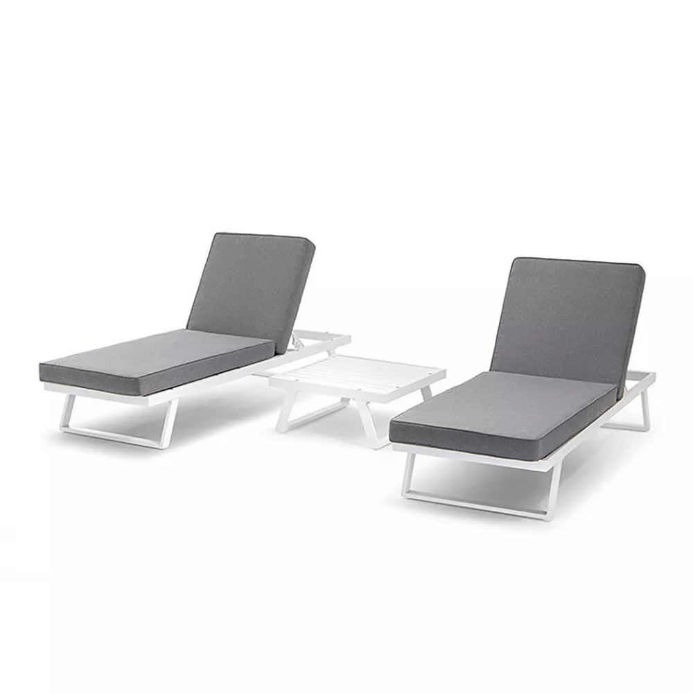 Aluminum Frame Patio Set AJUNION Modern Outdoor Furniture Daybed Sectional Lounge Set