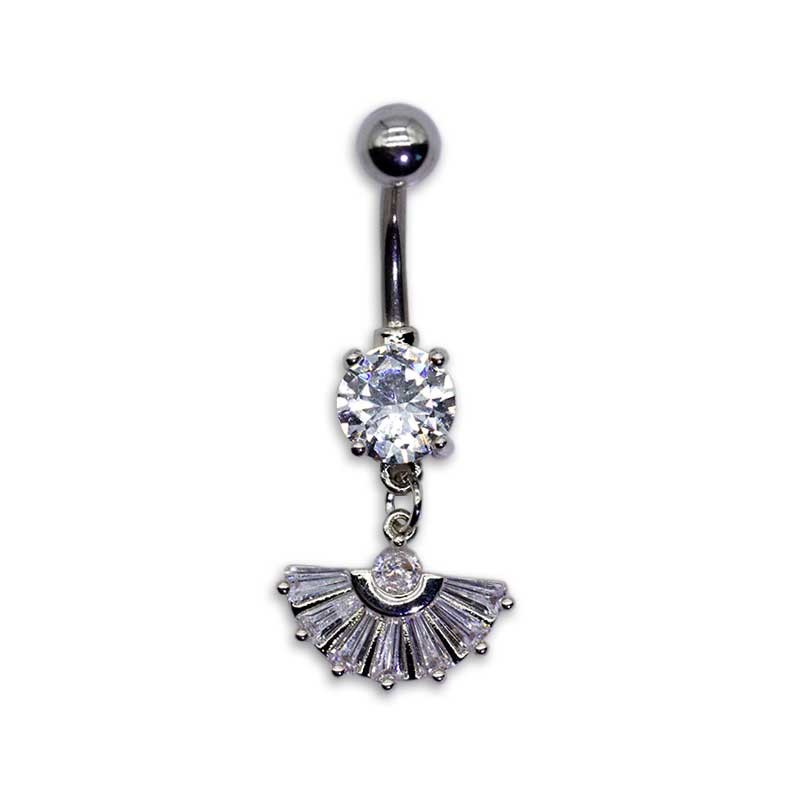 Fan Shape Dangle Silver Belly Button Ring Rhombic surgical steel OEM ODM