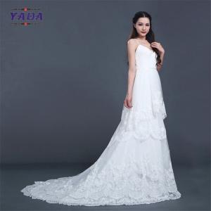China Spaghetti strap sexy low back 5 layers ruffles lace patterns dress ball gown bride dresses wedding wholesale