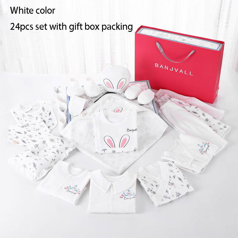 Wholesale newborn babies gift box pure cotton clothing 24pcs Layette sets casual baby clothes set for four seasons