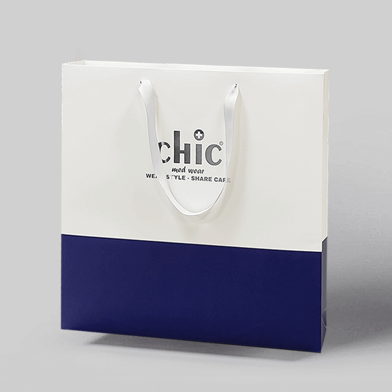 Tote Paper Shopping Bags Silver Stamping With Handles For Clothes Garment