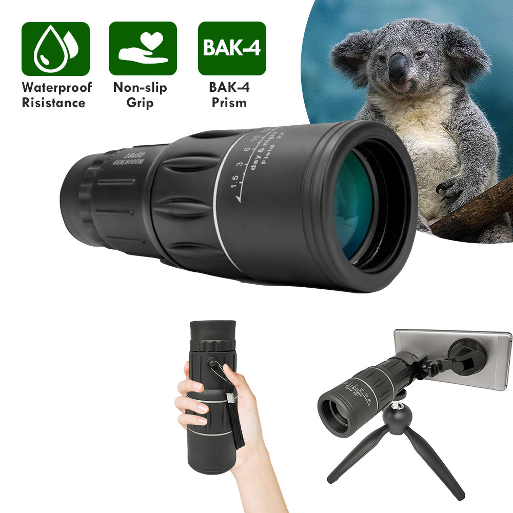 Zoom Hiking Monocular Telescope , 16x52 Monocular Dual Focus Optics Zoom Telescope