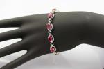 Sterling Silver 5x7mm Oval Ruby Cubic Zircon Tennis Bracelet(B06PINK)