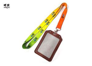 China Colorful Real Leather ID Card Badge Holder Lanyard For Student wholesale