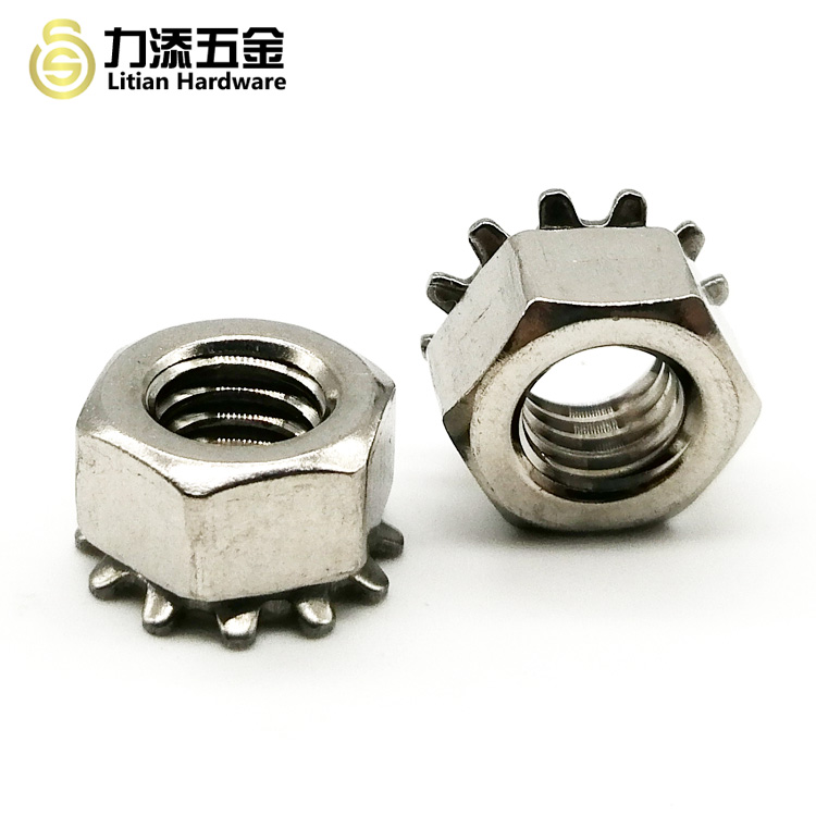 Galvanized Nut With Lock Washer , SUS304 M6 Nylon Lock Nut Kep Nut