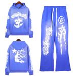 Custom Printing Tracksuit for Men 100% Cotton French Terry Hoodie and Flare