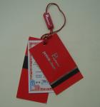 Printed Paper Hang Tags For Clothing Line Plastic Seal Tag UV Coating Silver