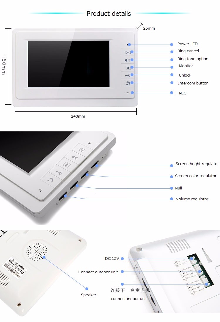 CK-106 @ Popular HD 7'' color screen unlock by password and swipe card with intercom system for 2 apartments wifi door b