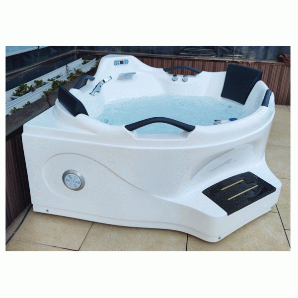 2 Person Outdoor Hydrotherapy Whirlpool SPA Bathtub 1560mm Blue Glass