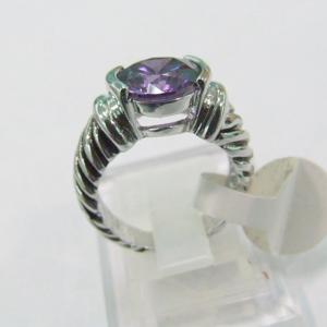 China (R-71) Fashion Jewelry Silver Plated Amethyst Cubic Zircon Petite Ring wholesale
