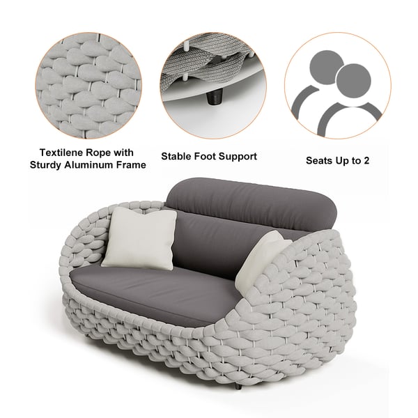 Outdoor Balcony Villa Commercial Rope Garden Set with Modern Design Style Sofa Lounge