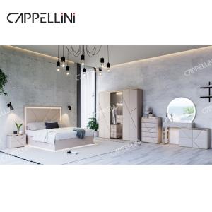 China Simple Home Double Wooden Frame Leather King Bed Modern Luxury Wood Full Queen Size Bedroom Furniture Set wholesale