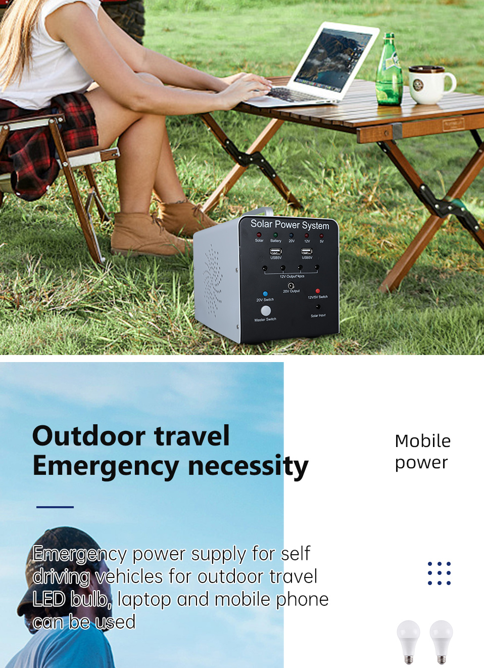 Wholesale Mini Portable Energy Storage Outdoor Camping Generator 120W Solar Power System