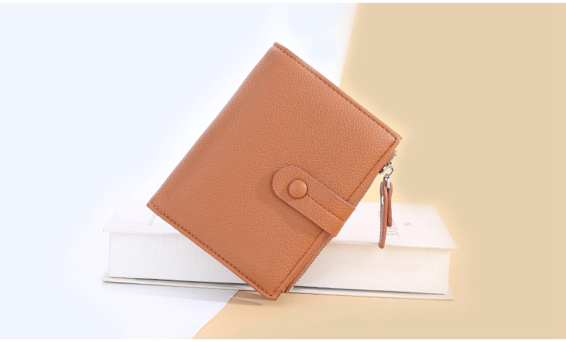 Minibook Short Cross Section Leather Multifunctional Casual Coin Wallet for Women