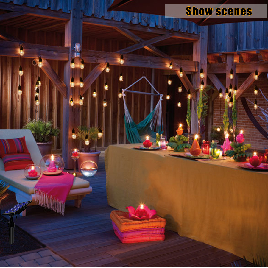 8.5M 15 LED Solar Edison Bulb String Lights