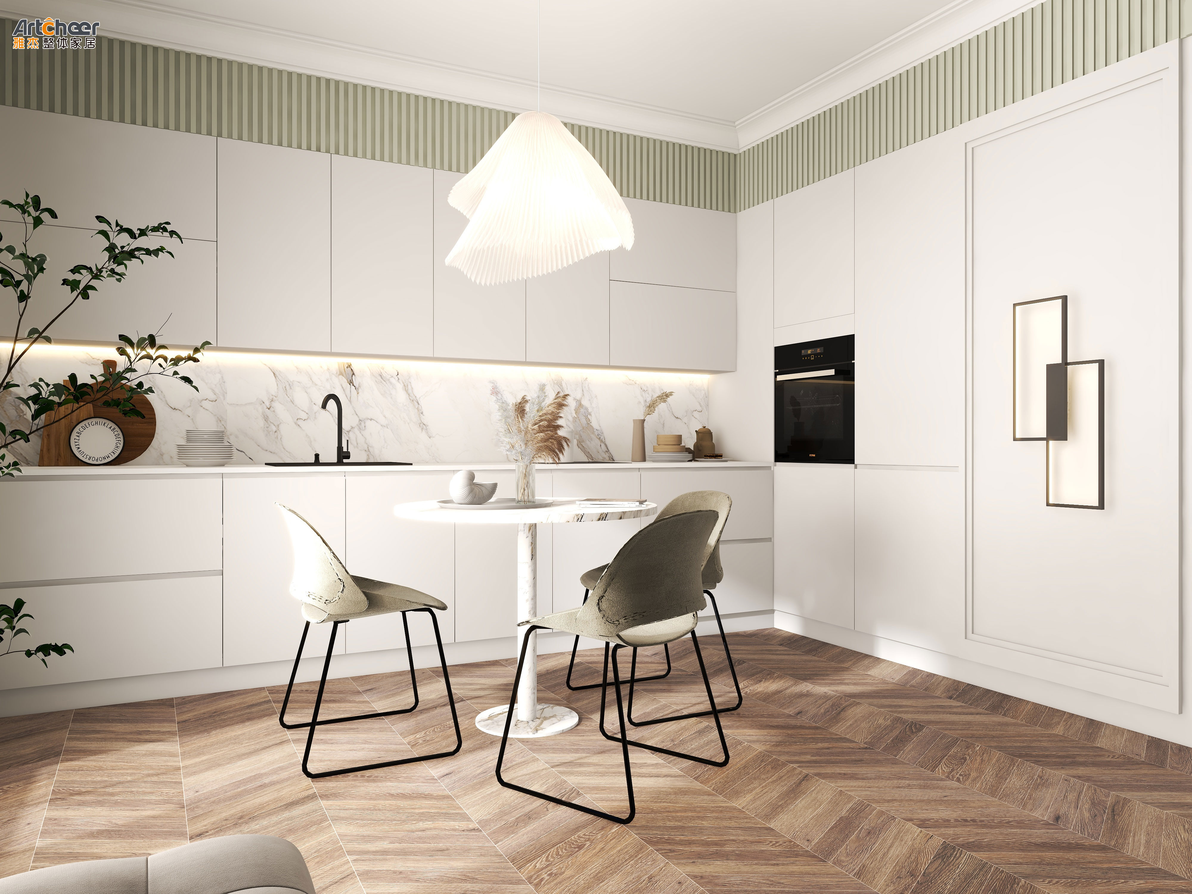 Ethiopian Kitchen Cabinet Set Modern Wood Home Furniture Design with Customized Color