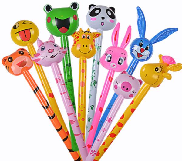 Quality Cartoon Animal Inflatable Long Hammer No wounding weapon Stick Children Toys , cheering animal stick s,6P Pthalates free for sale