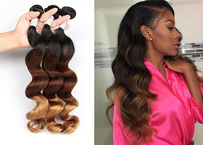 8A Grade 3 Tone Colored Human Hair Extensions 10"-30" Tangle Free