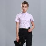 Short Sleeve Fashionable Ladies Work Uniforms Polyester Cotton Spandex Material