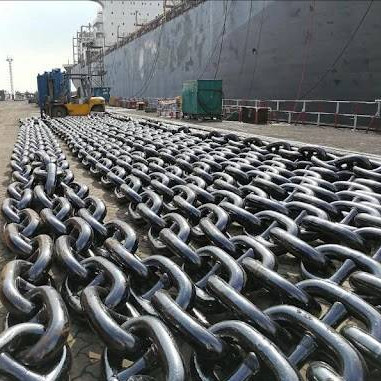 87mm Stud Link Anchor Chains Spray Paint High Strength Alloy Steel Ship