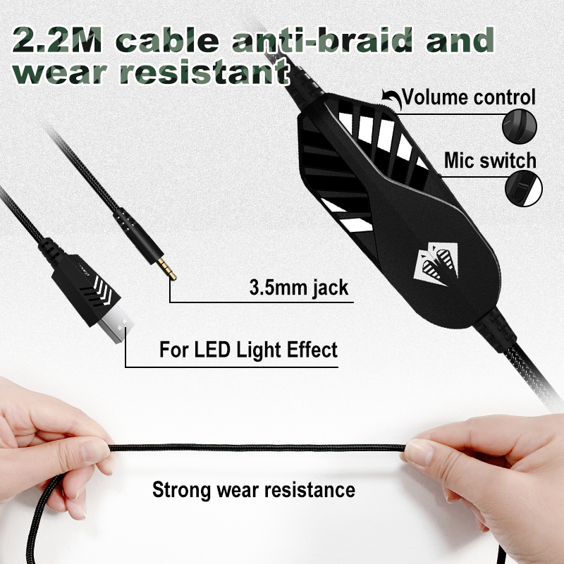 7.1 Gamer Wired PC Gaming Headphones With Mic Light Up For Xbox One Volume Control