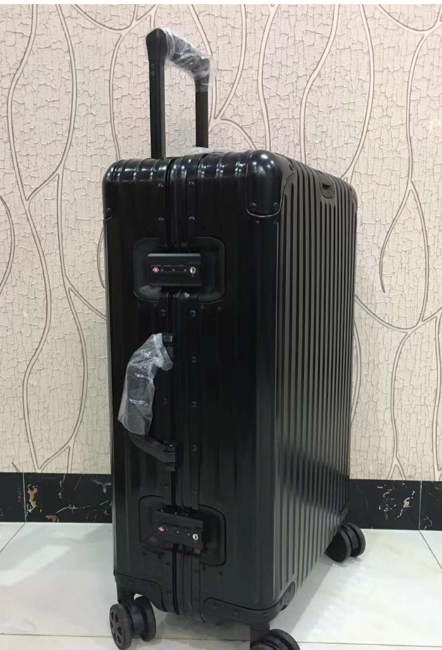Black Suitcase Travel Bag PC Aluminum Trolley Large Hard Shell Baggage