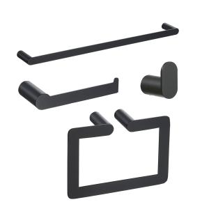 China Black 304 Stainless Steel Bathroom Hardware Towel Holder 4 Piece wholesale