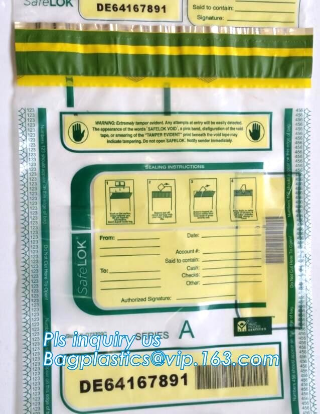security deposit bags bank deposit bags cash deposit bags, general bank plastic deposit bags supply, Coin and Bank Note