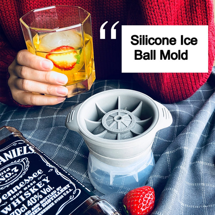 Round Sphere Ice ball Cube Maker Silicone Tray Silicon Whiskey Mold For Drinks With Lid Great for Parties and all Cold Beverages