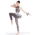 White Black Dance Competition Wear Magic Sleeveless Bodice Cercle Collar Skirt