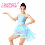 Girls Ballet Costume Front Shorter Back Longer Tulle Skirt Outfit With
